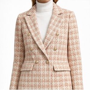Rachel Zoe Orange and White Plaid Women's Blazer